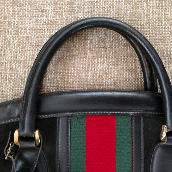 Vintage Suede Gucci Duffel Travel Overnight Bag - Picture 6 of 8